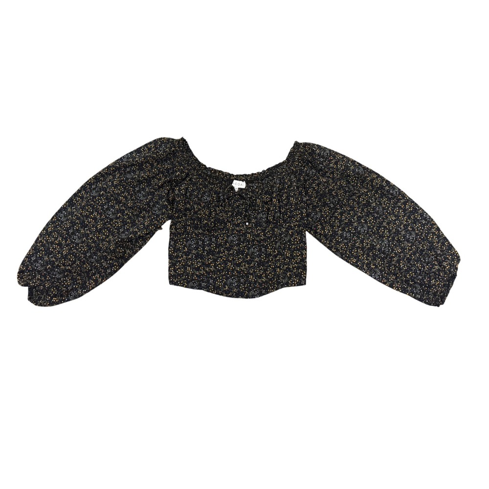 ACOA Revolve Floral Smocked Off Shoulder Long Sleeve Crop‎ Top Women's Size M